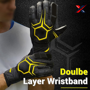 Gants de gardien de but personnalisés en cuir PU de haute qualité, couleur contrastée jaune et noir, 4 mm de latex, nouvelle arrivée 2024 - Product Image 6