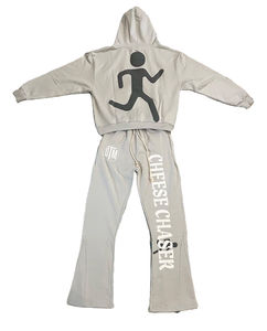 Conjunto Deportivo de Alta Calidad Personalizado 100% Algodón para Hombre, Pantalones Deportivos Anchos con Estampado Degradado y Sudadera con Capucha y Cremallera Completa, Tallas Grandes - Product Image 2