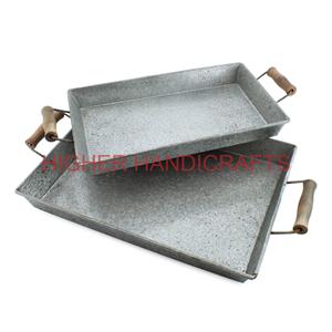 Tray with <b>Copper</b> <b>Strip</b> Galvanized Tray Farmhouse Decorative Serving Tray Iron Centerpiece Storage Tray Kitchenware Wholesale - Product Image 5