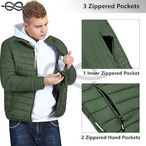 Chaqueta de invierno acolchada con aislamiento ligero para hombre, abrigo acolchado con capucha empacable, esquí en la nieve, senderismo, clima frío, aventuras de viaje - Product Image 3