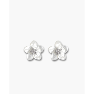 Boucles d'oreilles fleur de cerisier plaquées rhodium - Product Image 4