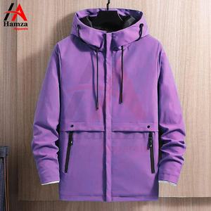 Blouson d'automne pour hommes en coton 220 GSM col mandarin couleur unie design manches longues imperméable écologique avant coupe-vent - Product Image 3