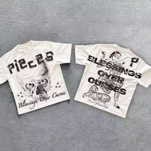 High Street Custom Men's Recortada de gran tamaño 100% Camiseta de algodón peinado Boxy Fit Tela de punto con diseño de letra serigrafiada - Product Image 4