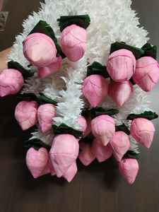 Sola madera Lotus brotes tela jazmín guirnalda hoja verde colgante de pared Natural Floral boda decoración del hogar - Product Image 2