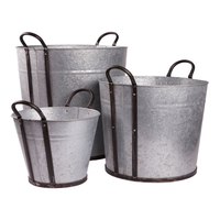 Ensemble pot de fleur décoratif extérieur et jardinière en métal galvanisé massif forme ronde jardin surélevé au design personnalisé