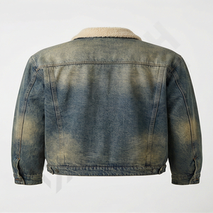 <b>Zip</b> <b>Up</b> Denim Jacket Minimalist Casual Jean Coat <b>Men's</b> Custom Logo Streetwear Fashion Outerwear Quality Supplier <b>Top</b> - Product Image 2