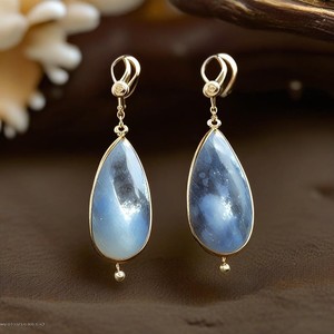 Boucles d'oreilles en argent sterling 925 plaqué or 18 carats Accessoire de mode en pierre précieuse de labradorite naturelle pour femmes et filles - Product Image 6