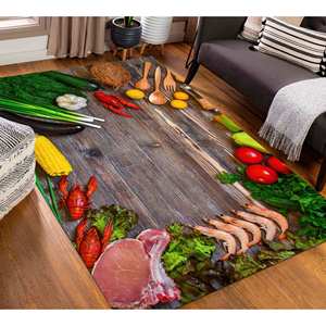 Tapis alimentaire imprimé en 3D : Décoration de cuisine moderne, tapis antidérapant, avec tapis moelleux - Product Image 4