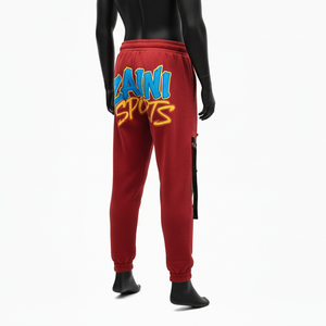 Men <b>Oversize</b> <b>Jogger</b> Pant Premium Cotton Polyester Fleece Red Camo Panel Screen Print Custom Logo men's <b>Jogger</b> Pant - Product Image 5