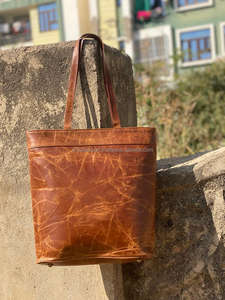 Real Handmade Crunch <b>Leather</b> Tote Bag Women Stylish <b>Shopping</b> Bag Causal Big Size Tote Bag Best Gift for Women - Product Image 6