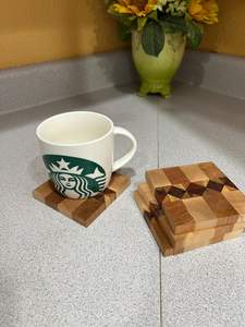 Ensemble de sous-verres en bois de manguier de style classique avec incrustation de résine Sous-verres en pierre en bois artistique pour les maisons modernes - Product Image 2