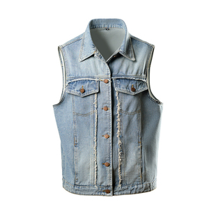 Respirant haute qualité hommes sans manches Premium bleu Denim gilet séchage rapide imperméable décontracté personnalisable automne Denim gilet - Product Image 6