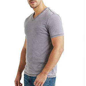 Camiseta de nuevo diseño Diseños personalizados Cuello en V Camiseta de la mejor calidad para hombres CVC Heather Cuello en V Camiseta de secado rápido para hombres - Product Image 6