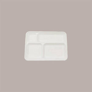 Bandeja de servicio de autoservicio de 25 piezas, 4 compartimentos, 37x27 H3, 5 cm, pulpa de celulosa orgánica, 4 compartimentos - Product Image 1