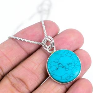 Pendentif en argent sterling 925 plaqué rhodium Turquoise Spinner Gemstone bijoux de cadeau de mariage à la mode - Product Image 1