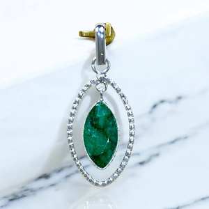 Pendentifs et breloques de joaillerie fine, pierre précieuse émeraude, pendentifs en argent sterling 925, bijoux faits à la main - Product Image 1