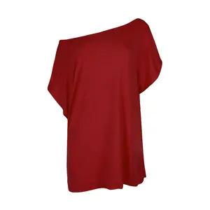 여성 일반 슬래시 넥 루즈핏 헐렁한 스타일 여성 오버 사이즈 오프 숄더 통기성 티셔츠 탑 맞춤형 여성용 티셔츠 탑