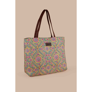 Bolsa de Mano Clásica de Lona de Algodón Amarilla con Estampado a Mano Estilo Martini Francés - Product Image 3