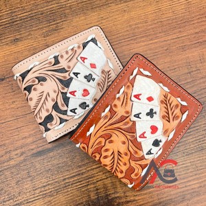 New Designer Trendy Luxury Hand Tooled Leather Wallet for Men's Genuine Leather Business ID Credit Cards Holder Small Wallets - Product Image 1
