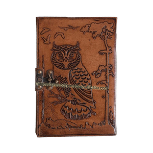 Gran demanda cubierta de cuero en relieve búho marrón diario con cerradura para dibujar Sketchbook Scrapbook cuaderno de escritura - Product Image 5