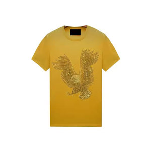 T-shirts pour hommes avec logo personnalisé, vente chaude, dernières tendances, respirants, avec strass - Product Image 1