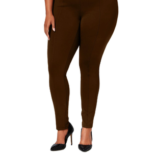 Leggings Ponte da Donna Style Co Taglie Forti Marroni con Cuciture, Vita Bassa, Casual Sportivi, Stampa Tinta Unita, in Seta Poliestere, Taglia 16W - Product Image 2