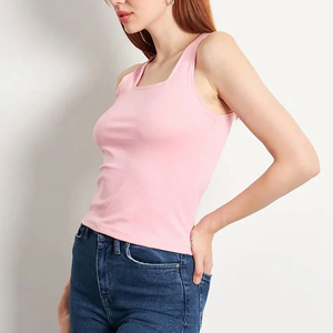 <b>Top</b> Quality Women's Cotton Knitted tank <b>Top</b> Wholesale Sleeveless Summer <b>Crop</b> Gym Yoga Wear Custom Design logo Printing Quick Dry - Product Image 3