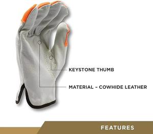 Guantes de conductor de alto rendimiento con guantes de trabajo industriales de cuero de grano de cabra para seguridad de protección de manos - Product Image 4