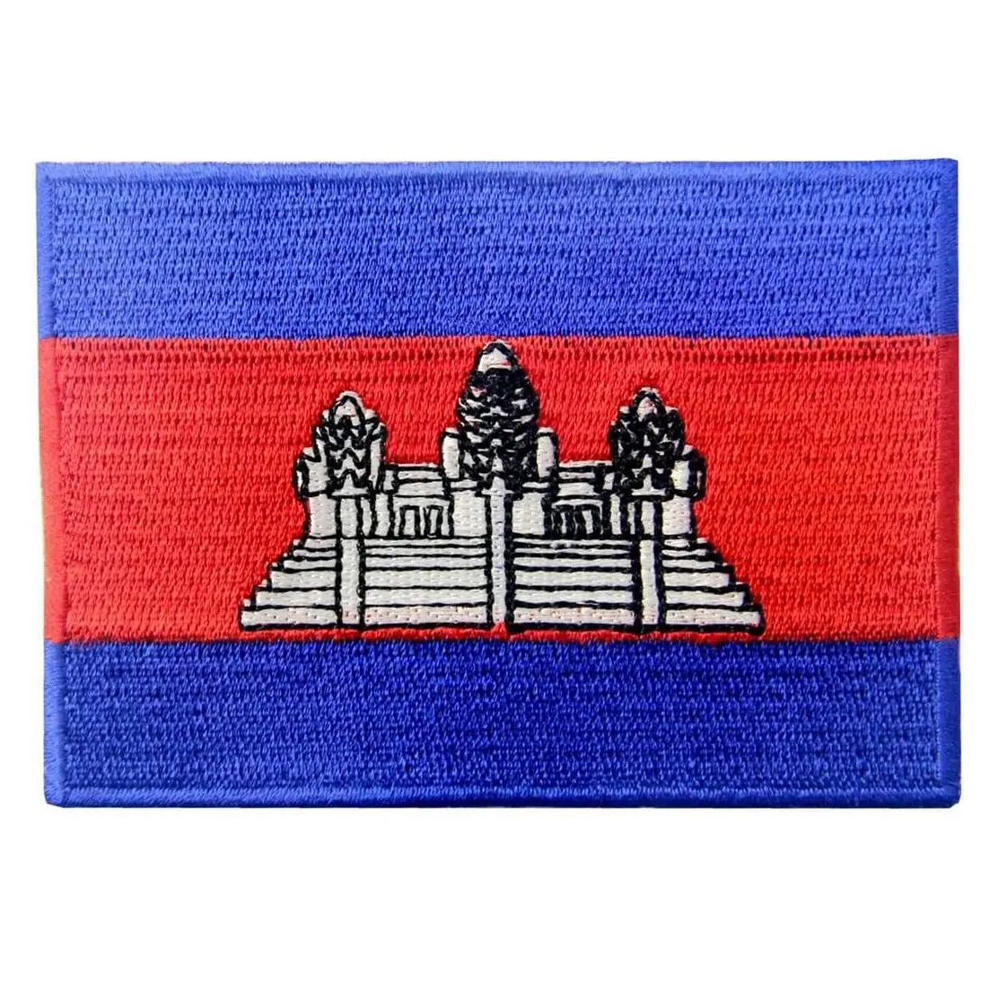 แผ่นผ้าปักลายธงแคมโบเดียนสีกากีประจำชาติปักบนสัญลักษณ์