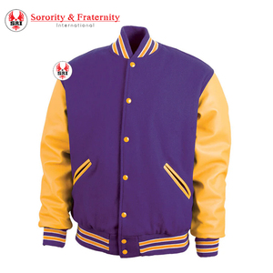 Veste universitaire brodée Omega Psi Fraternity pour hommes |   Veste universitaire en laine brodée avec manches en cuir pour fraternité - Product Image 4