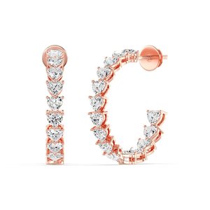 ต่างหูห่วงเพชรทรงหัวใจที่เพาะเลี้ยงในห้องปฏิบัติการ - Product Image 3