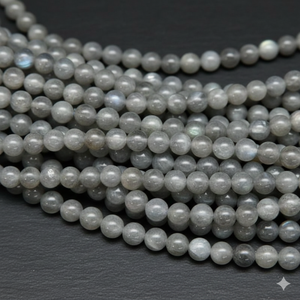 Perles en gros Beadsnfashion, perles rondes en pierre de labradorite de 4 mm, grises, pour la fabrication de bijoux DIY, bracelets, colliers, boucles d'oreilles - Product Image 2