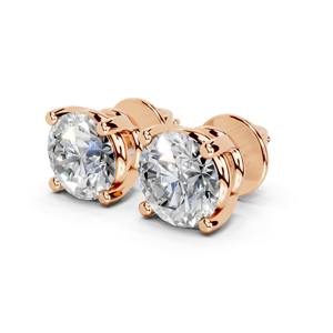 Boucles d'oreilles pour femmes en or jaune platine ou en or blanc et or rose AIER-144 Classic Sparkling Diamond - Product Image 1