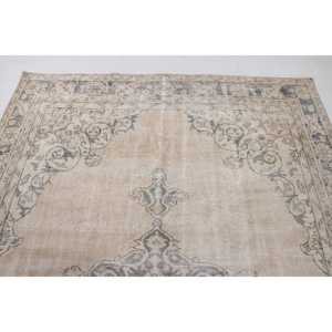 พรมตุรกีขนาดใหญ่ 5.4x10.2 ฟุต พรมวินเทจ พรมขนสัตว์สีเทา - Product Image 5