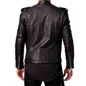 Veste de motard pour hommes de couleur unie vêtements de mode d'hiver/col montant veste de motard pour hommes de haute qualité dans le meilleur matériel - Product Image 5