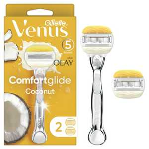 Gillette Venus Comfort Glide Olay Maquinilla de afeitar de coco 5 cuchillas y metal platino Ha NDL - Product Image 5