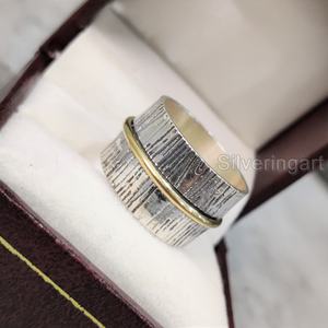 Anillo de meditación con banda giratoria, anillo de Plata de Ley 925 para mujer, joyería hecha a mano, anillo giratorio para hombre con ansiedad navideña - Product Image 4