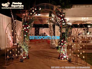 Marco de Metal dorado para puerta de boda, decoración de lujo con soporte de mariposa, puerta de Metal única para boda - Product Image 5