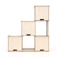 Rak Buku Kubus Kayu Modular Berdiri Sendiri 110x120cm Rak Dinding Saling Mengunci 3 Tingkat untuk Perhiasan, Pakaian, Ruang Tamu, Buku, Garasi