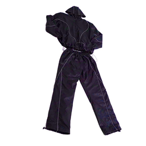 Conjunto deportivo negro con cremallera completa, chándales para Unisex, ropa de calle cortavientos transpirable de nailon personalizado, trajes para correr de dos piezas Vintage - Product Image 4