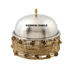 Marmite en acier inoxydable de qualité supérieure faite à la main Casserole design forme ronde nacre chauffe-plats de luxe en métal - Product Image 4