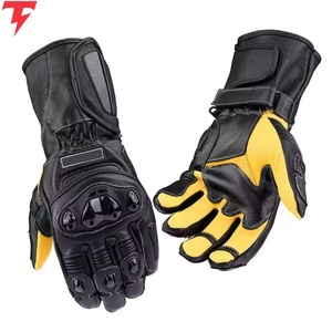 Motorbike Leather <b>Gloves</b> Wrist Length Plain Touchscreen Eco-Friendly <b>Fur</b> Lined Breathable Unlined Black Yellow Accents Four - Product Image 6