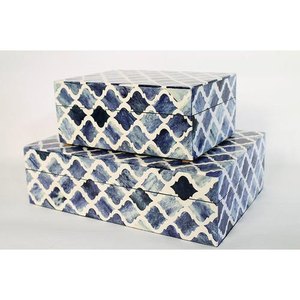 Caja de incrustaciones de hueso y bonito joyero, embalaje de joyería, forma cuadrada con 2 piezas pulidas a mano - Product Image 6
