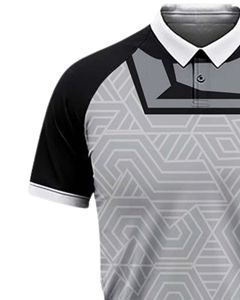 Camiseta Polo Geométrica Personalizada para Hombre, Color Gris, Negro y Rojo, Manga Corta, Transpirable, de Poliéster, para Deportes y Golf, Diseño Personalizado OEM - Product Image 3