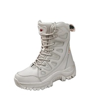 Bottes d'hiver chaudes en fourrure pour hommes, imperméables, antidérapantes, pour le travail en extérieur, bottes tactiques, bottes de moto, respirantes, coupe-vent