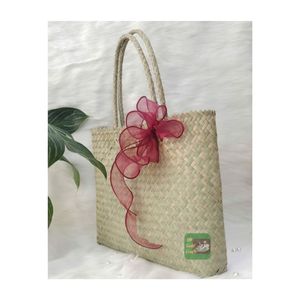 Natural Style Water Hyacinth Half Moon Shape Zipper Closure Double Handle Lady Tote <b>Beach</b> <b>Bag</b> for <b>Women</b> Outdoor - Product Image 2