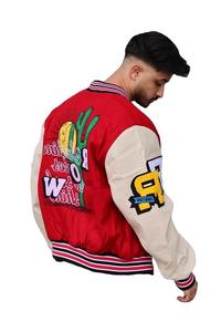 Varsity Letterman para hombre béisbol negro gris chaqueta hecha de mangas de cuero venta en Pakistán - Product Image 6