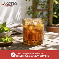Verre à boire court LAKOTTO Nordic 320 ml en cristal orange à fossettes pour fêtes et événements, exportateur de verrerie, service de logo personnalisé
