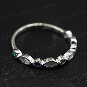 Hecho a mano 925 Plata 2x4mm Marquesa Color CZ media eternidad bisel en blanco ajuste anillo leche materna DIY cenizas trabajo recuerdo joyería - Product Image 4