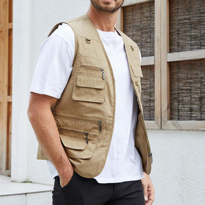 Gilet de travail pour homme respirant, de haute qualité, personnalisé, col de travail, veste de travail pour homme, gilet en coton à fermeture éclair, poche 5 dimensions - Product Image 2